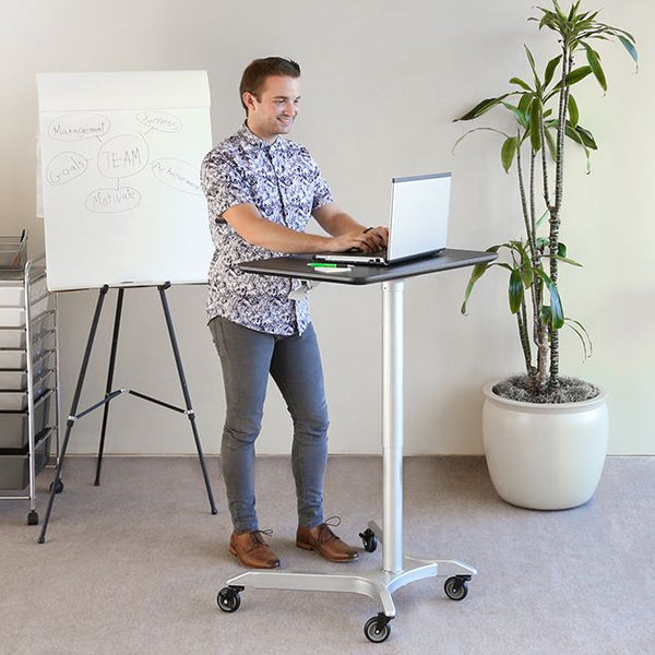 airLIFT® XL Pneumatic Sit-Stand Mobile Desk Cart, Espresso