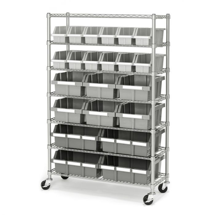 Medium Grey Bins for Commercial Bin Rack, Medium (3-Pack)