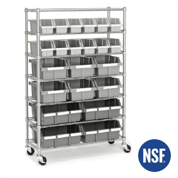 bin rack on white background with NSF logo