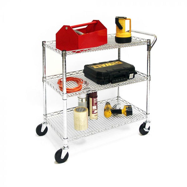 Utility cart propped with tools