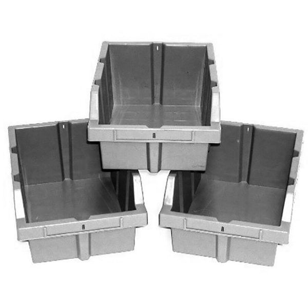 Large Grey Bins for Commercial Bin Rack (3-Pack)