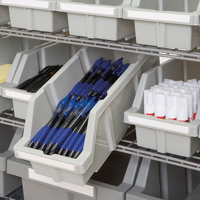 Medium Grey Bins for Commercial Bin Rack, Medium (3-Pack)